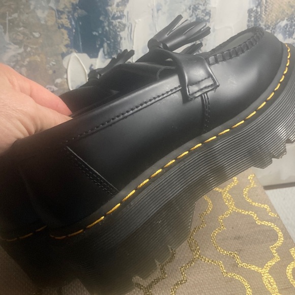 NEW  Women’s Dr. Martens Adrian Quad Platform Black Loafers with Tassels - Picture 6 of 16